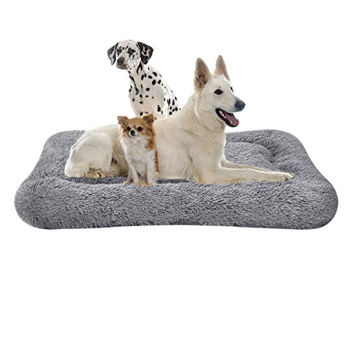 Coohom Deluxe Plush Dog Bed Pet Cushion Crate Mat,Washable Pet Bed for Medium Large Dogs and Dogs Crates (X-Large, Grey) von Coohom