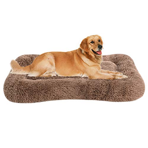 Coohom Deluxe Plush Dog Bed Pet Cushion Crate Mat,Washable Pet Bed for Medium Large Dogs and Dogs Crates (X-Large, Khaki) von Coohom