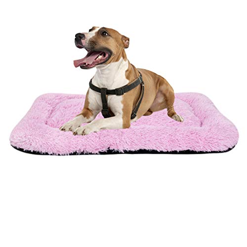Coohom Deluxe Plush Dog Bed Pet Cushion Crate Mat,Washable Pet Bed for Medium Large Dogs and Dogs Crates (X-Large, Pink) von Coohom