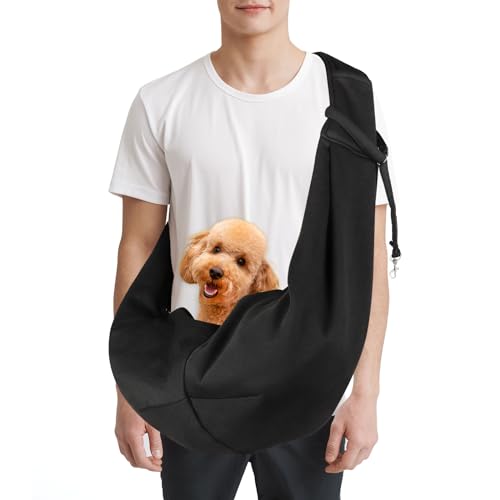 Cooja Hundetragetasche mit Verstellbare Schultergurt Transporttasche Umhängetasche Hund für Haustiere Hund Katze, Tragetasche Freihändig für Spazierengehen Outdoor Reisen (Schwarz) von Cooja