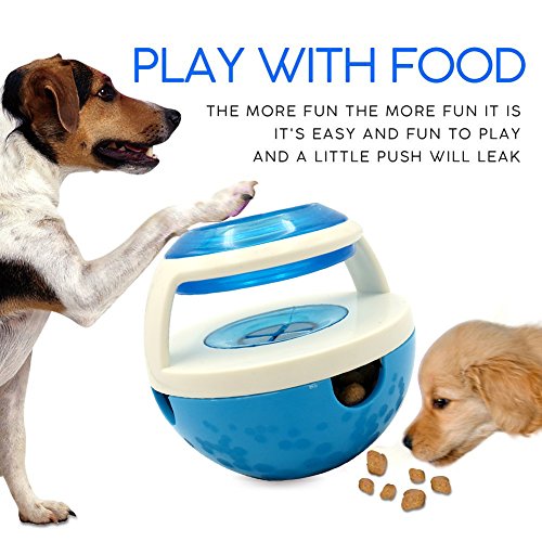 Cookwowe Kreative Tumbler Form Haustier Hundefutter-Zufuhr Spielzeugball Kausspielzeug Undichte Nahrungszufuhr Ball IQ Training Spielzeug interaktives Spielzeug (blau) von Cookwowe