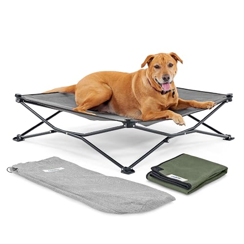 Coolaroo On-The-Go erhöhtes Hundebett-Set – tragbares und kühlendes Reisebett mit HeatShield-Gewebe für große Hunde, leicht und kompakt, inklusive passender Tragetasche & Everglade Green Bonusbezug Coolaroo On-The-Go erhöhtes Hundebett-Set – tragbares und kühlendes Reisebett mit HeatShield-Gewebe für große Hunde, leicht und kompakt, inklusive passender Tragetasche & Everglade Green Bonusbezug von Coolaroo