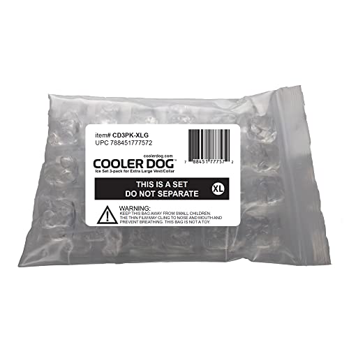 CoolerDog Ersatz-Eis-Set für kühlende Hunde-Kühlweste und Halsband (3er-Pack) (XL) von CoolerDog
