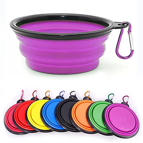 Coolon Zusammenklappbarer Hundenapf, zusammenklappbarer Hundenapf für Katzen und Hunde, tragbarer Wassernapf für Haustiere, tragbarer Wassernapf für Hunde mit Karabiner, mittelgroß, 650 ml, lila Coolon Zusammenklappbarer Hundenapf, zusammenklappbarer Hundenapf für Katzen und Hunde, tragbarer Wassernapf für Haustiere, tragbarer Wassernapf für Hunde mit Karabiner, mittelgroß, 650 ml, lila von Coolon