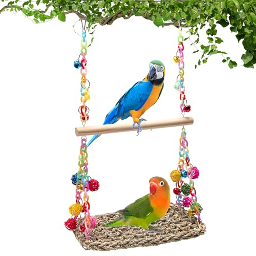 Vogelschaukel Spielzeug Coolrunner Vogelschaukeln, Vogel Hängematte Bett Hängende Schaukel Nest Baumwollgewebe Hanfseil Vogel Seegras Schaukel Spielzeug mit bunten Glocken für Sittiche Vogelschaukel Spielzeug Coolrunner Vogelschaukeln, Vogel Hängematte Bett Hängende Schaukel Nest Baumwollgewebe Hanfseil Vogel Seegras Schaukel Spielzeug mit bunten Glocken für Sittiche von Coolrunner