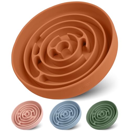 Coomazy Slow Feeder Hundenäpfe Silikon Hundenapf mit Saugnäpfen, Slow Feeder & Rutschfestes Design, Langeweile und Angstreduzierer, Geeignet für alle Hunderassen, Orange von Coomazy