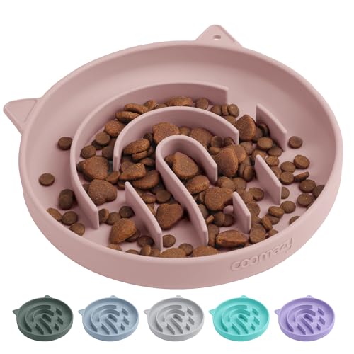 Coomazy Anti Schling Napf für Katzen Silikon Schlingnapf Slow Feeder Essen Verlangsamen, Ersticken Verhindern Langsam Fressen Futternapf für Katze(Pink) von Coomazy