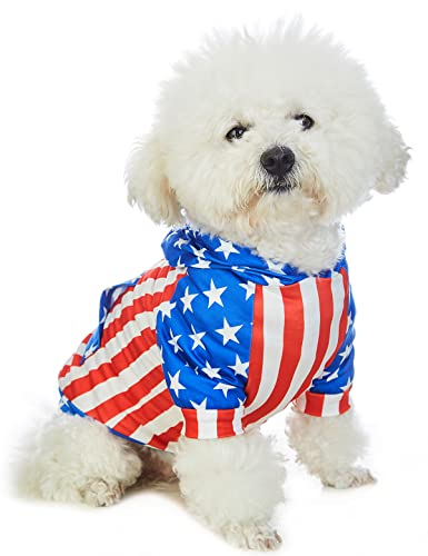 Coomour 4. Juli Hunde-Kapuzenpullover für kleine Hunde, USA-Flagge, Hemden, Welpen, amerikanische Flagge, Kleidung, Sommer-T-Shirts (2XL) von Coomour