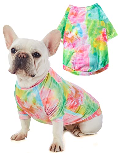 Coomour Buntes Hunde-Shirt für kleine Hunde, Batikfärbung, Welpen-T-Shirt, weiche Baumwolle, Katzen-T-Shirt (2XL) von Coomour