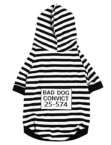 Coomour Halloween Gefangene Hoodies Haustier Gefängnis Pooch Shirts Niedliche Katze Welpe Sträfling Kostüm Kleidung für Hunde Katzen (2X-Large) von Coomour