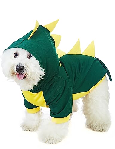 Coomour Hund Halloween Kostüm Haustier Dinosaurier Hoodies Weiche Welpen Shirts Kleine Hund Dinosaurier Cosplay Shirts für Hunde Katzen (L) von Coomour