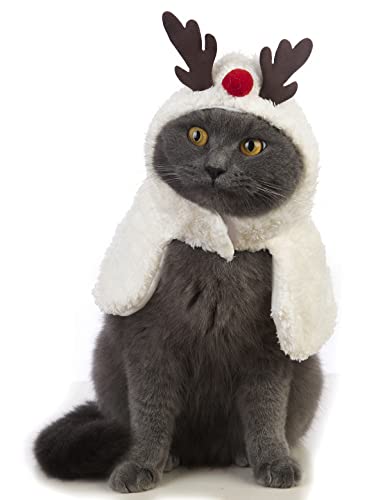 Coomour Hund Weihnachten Hirsch Kostüm Lustige Rentier Hut Welpe Warm Umhang Katze Weihnachten Party Cosplay Hüte (L) von Coomour