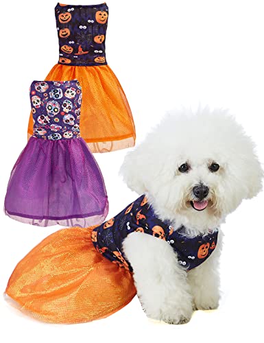 Coomour Hunde-Halloween-Kleider, lustiges Haustier-Kürbis-Kleid, Welpen-Totenkopf-Röcke, niedliches Katzen-Kostüm, Kleidung (XL) von Coomour