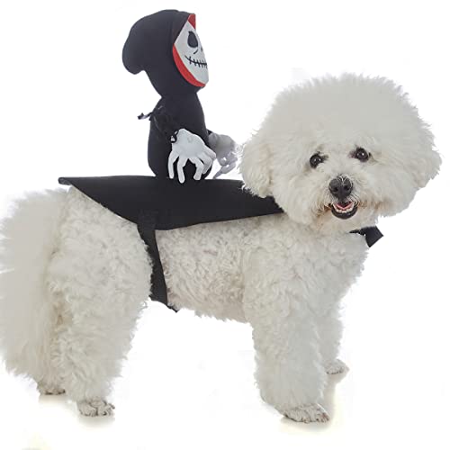 Coomour Hunde-Halloween-Kostüm, Haustier, Geistessattel, verstellbar, Halloween-Sensenmann, Reiter-Stil, Hundetrage-Kostüm (S) von Coomour
