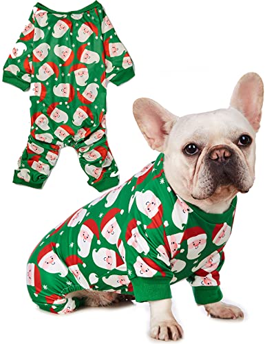 Coomour Hunde-Weihnachts-Shirt für Hunde, 100 % Baumwolle, Weihnachtsmann, Welpen, Pyjama, Hundekostüm (XXL) von Coomour