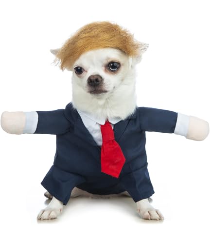 Coomour Hundeanzug, Kostüm, Haustier-Hochzeitshemd mit Perücke, lustiger Hundeanzug und Krawatte für kleine, mittelgroße Hunde und Katzen, Hochzeit, Party, formelle Gentleman-Kleidung (Größe XL) Coomour Hundeanzug, Kostüm, Haustier-Hochzeitshemd mit Perücke, lustiger Hundeanzug und Krawatte für kleine, mittelgroße Hunde und Katzen, Hochzeit, Party, formelle Gentleman-Kleidung (Größe XL) von Coomour