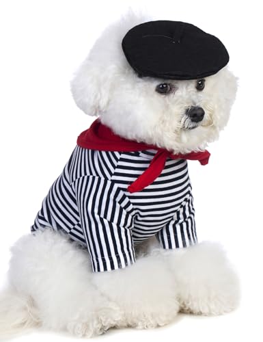 Coomour Künstler-Hundekostüm mit lustigem Hut, Maler, Haustierkleidung für kleine Hunde, Hemden, Welpen, Sommer-T-Shirt (L, Schwarz 02) von Coomour