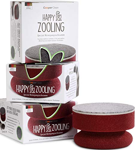 Cooper Clean Insta-Schwamm Happy Zooling Trio Pack Reinigungsschwamm Tierhaarentferner für Hundehaare und Katzenhaare Haustier Flecken entfernen Kleidung Sofa Teppich Auto Bett Zuhause und auf Reisen von Cooper Clean