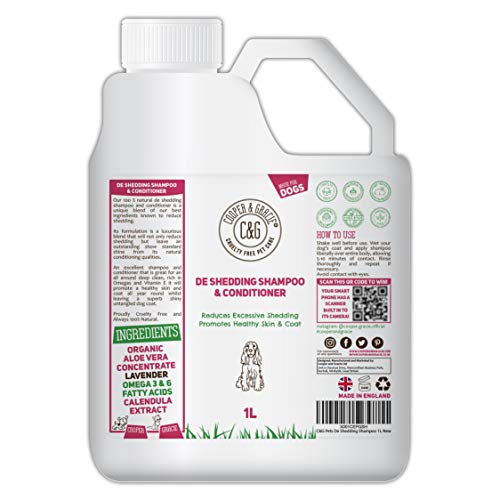 C&G Pets | De Shedding Shampoos & Conditioners für Hunde, 1 Liter, reduziert übermäßiges Ausfallen, fördert gesunde Haut und Fell, 100% natürliches Hundeshampoo und Conditioner, Standard-Glanz, Weiß C&G Pets | De Shedding Shampoos & Conditioners für Hunde, 1 Liter, reduziert übermäßiges Ausfallen, fördert gesunde Haut und Fell, 100% natürliches Hundeshampoo und Conditioner, Standard-Glanz, Weiß von Cooper & Gracie