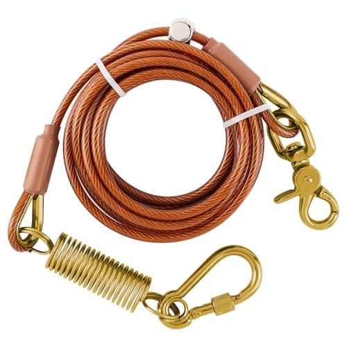 Coosbeni Hunde-Auslaufkabel, Stahldraht, Leine mit Edelstahl-Dua, kaufeste Hundekette für draußen, 4,2 m von Coosbeni
