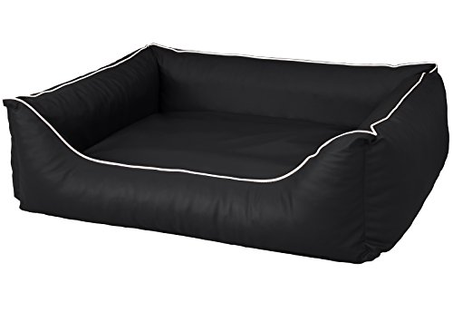 CopcoPet Rocco Orthopädisches Visco Hundebett Hundesofa Wendebett Kunstleder L/XL ca. 100 x 80 cm Orthopädisch Schwarz von CopcoPet