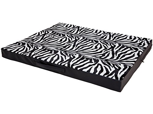 CopcoPet Hundematte Jumbo, 80 x 60 x 8cm, Zebra, abwaschbares Hundebett aus Fellimitat-Stoff, orthopädisches Hundekissen mit Viscoschaumfüllung von CopcoPet