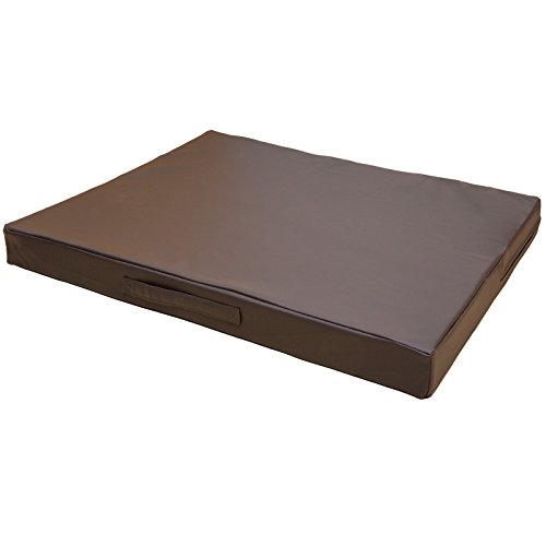 CopcoPet Hundematte Jumbo, 90 x 70 x 8cm, Braun, abwaschbares Hundebett aus kratzfestem Kunstleder, orthopädisches Hundekissen mit Kaltschaumfüllung von CopcoPet