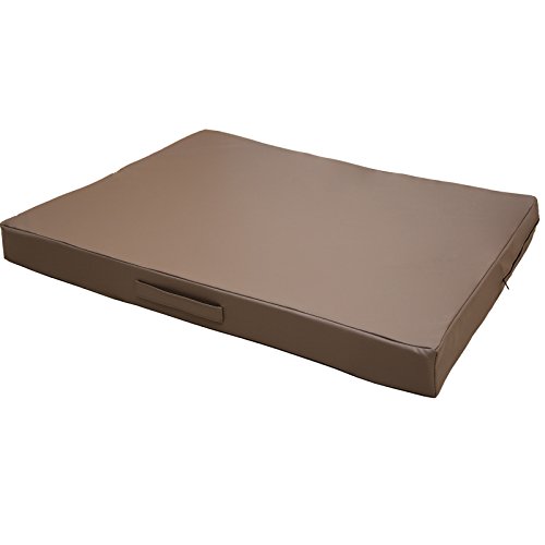 CopcoPet Hundematte Jumbo, 90 x 70 x 8cm, Mocca, abwaschbares Hundebett aus kratzfestem Kunstleder, orthopädisches Hundekissen mit Kaltschaumfüllung von CopcoPet