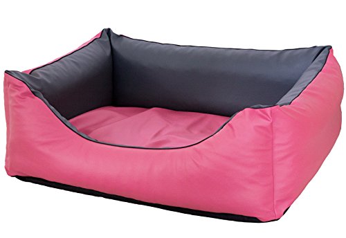 CopcoPet Rocco Orthopädisches Visco Hundebett Hundesofa Wendebett Kunstleder L/XL ca. 100 x 80 cm Orthopädisch Rosa Grau von CopcoPet