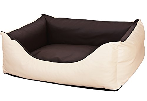 CopcoPet Rocco Hundebett Hundesofa Wendebett Kunstleder L/XL ca. 100 x 80 cm Braun Beige von CopcoPet