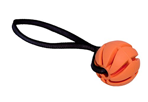 CopcoPet - hundeballspirale mit gummierter Handschlaufe Gr.: 6 cm Ø Orange von CopcoPet - Hundespielzeug