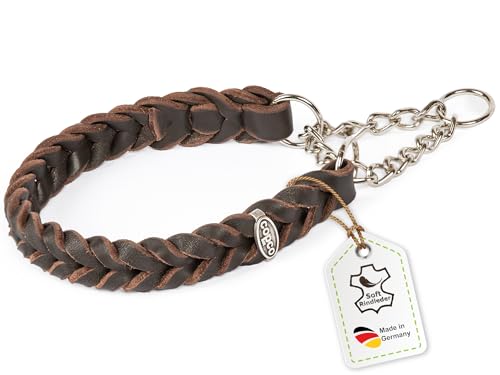CopcoPet Fettleder Halsband 60–65cm x 25mm Braun – Geflochten mit Zugstopp-Kette – Robust & weich – Verchromte Kette – Lederhalsband für große Hunde, Training & Alltag CopcoPet Fettleder Halsband 60–65cm x 25mm Braun – Geflochten mit Zugstopp-Kette – Robust & weich – Verchromte Kette – Lederhalsband für große Hunde, Training & Alltag von CopcoPet