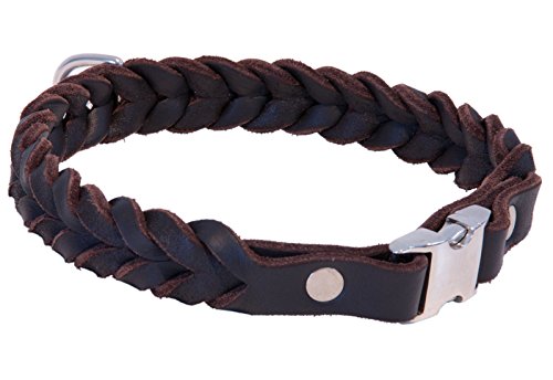 CopcoPet - Fettleder Halsband geflochten mit einem klick-Verschluß aus Metall, in Braun 60 cm x 25 mm von CopcoPet