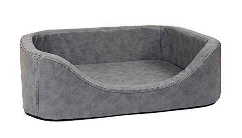 CopcoPet Hundebett Stella Kunstleder 100 x 80 x 10 cm Orthopädisch, Antik Grau von CopcoPet