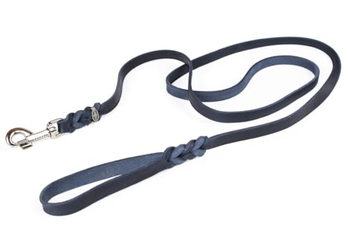 CopcoPet - Hundeleine Blau 1,5 m x 10 mm aus hochwertigem Rindsleder - Weiche Fettlederleine mit Chrom Karabiner - Geflochtene Führleine für Hunde - Hunde Zubehör 100% Handmade in Germany von CopcoPet