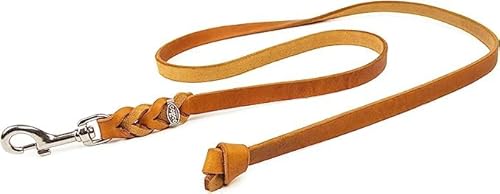 CopcoPet - Hundeleine Cognac aus Premium Rindsleder - Weiche Schleppleine für Hunde mit Chromkarabiner - Geflochtene Fettlederleine ohne Handschlaufe - Hunde Zubehör Made in Germany (15m x 15mm) von CopcoPet