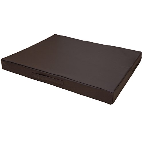 CopcoPet Hundematte Jumbo, 90 x 70 x 8cm, Dunkelbraun, abwaschbares Hundebett aus kratzfestem Kunstleder, orthopädisches Hundekissen mit Kaltschaumfüllung von CopcoPet