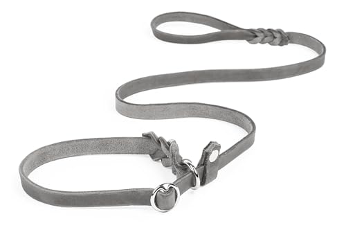 CopcoPet Retrieverleine mit Zugstopp für mittelgroße Hunde – 1,60m x 15mm Moxonleine in Grau – Fettlederleine & Agilityleine aus Leder – stufenlos verstellbar, Handarbeit, verchromt, wetterfest CopcoPet Retrieverleine mit Zugstopp für mittelgroße Hunde – 1,60m x 15mm Moxonleine in Grau – Fettlederleine & Agilityleine aus Leder – stufenlos verstellbar, Handarbeit, verchromt, wetterfest von CopcoPet