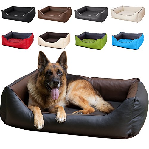 CopcoPet Rocco Hundebett Hundesofa Wendebett Kunstleder L/XL ca. 100 x 80 cm Braun/Schwarz von CopcoPet