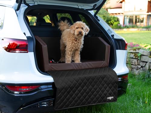 CopcoPet - Travel Bed Hundebett für Kofferraum 100x80x38cm Kunstleder - Kofferraumschutz Hund wasserabweisend & Kratzfest - Auto rutschfest & robust mit Schutzdecke - Reisebett Hund Braun/Schwarz CopcoPet - Travel Bed Hundebett für Kofferraum 100x80x38cm Kunstleder - Kofferraumschutz Hund wasserabweisend & Kratzfest - Auto rutschfest & robust mit Schutzdecke - Reisebett Hund Braun/Schwarz von CopcoPet