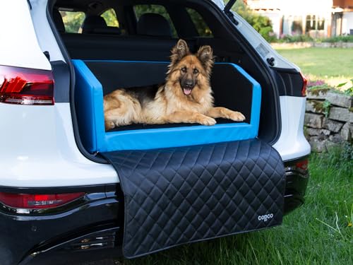 CopcoPet - Travel Bed Hundebett für Kofferraum 100x90x38cm Kunstleder - Kofferraumschutz Hund wasserabweisend & Kratzfest - Anschnallsystem & Schutzdecke - Reisebett Hund Blau/Grau CopcoPet - Travel Bed Hundebett für Kofferraum 100x90x38cm Kunstleder - Kofferraumschutz Hund wasserabweisend & Kratzfest - Anschnallsystem & Schutzdecke - Reisebett Hund Blau/Grau von CopcoPet