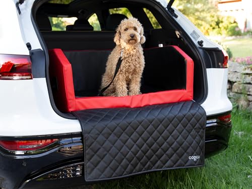CopcoPet - Travel Bed Hundebett für Kofferraum 80x55x38cm Kunstleder - Kofferraumschutz Hund wasserabweisend & Kratzfest - Anschnallsystem & Schutzdecke - Reisebett Hund Rot/Schwarz CopcoPet - Travel Bed Hundebett für Kofferraum 80x55x38cm Kunstleder - Kofferraumschutz Hund wasserabweisend & Kratzfest - Anschnallsystem & Schutzdecke - Reisebett Hund Rot/Schwarz von CopcoPet