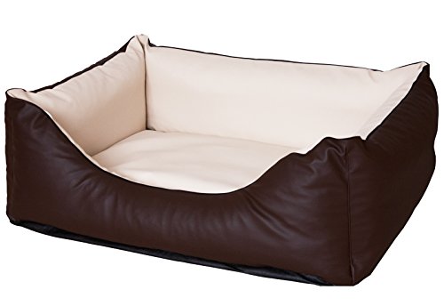 CopcoPet Rocco Hundebett Hundesofa Wendebett Kunstleder S ca. 70 x 55 cm Braun Beige von CopcoPet