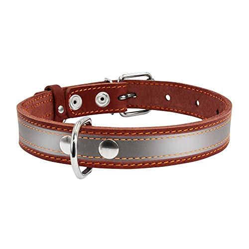Coperani | Hundehalsband | Halsumfang 32-40 cm | Leder | Braun | Reflektierend | Robust | Hochwertig von Coperani LIEBLINGSSACHEN FÜR IHR TIER