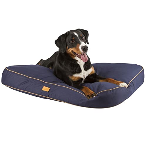 Coperani | Hundekissen | Hundebett | Hundeschlafplatz | Polyester | Navy-Cognac | 100 x 70 x 11cm | Antirutsch | Haustierschlafplatz von Coperani LIEBLINGSSACHEN FÜR IHR TIER