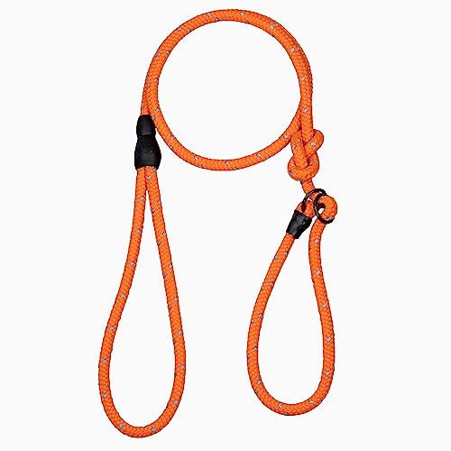 Coperani | Reflektierende Moxonleine Luna | Orange | Beschlagfarbe Schwarz | 130 cm | Edelstahlbeschläge Zugstopp | Hundeleine | Tauleine mit Reflexionsband | Reißfest von Coperani LIEBLINGSSACHEN FÜR IHR TIER
