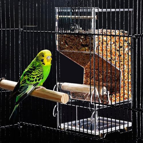 Automatischer Vogelfutterspender, kein Durcheinander, transparentes Acryl, reduziert Abfall, Vogelkäfig-Futterstation, Vogelkäfig-Zubehör für Sittiche, Kanarienvögel, Nymphensittiche, Finken, Conure von Copfeu