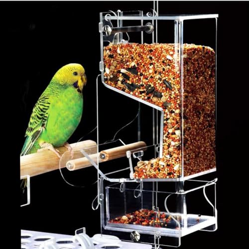 Copfeu Automatischer Vogelfutterspender, kein Durcheinander, transparentes Acryl, reduziert Abfall, Vogelkäfigzubehör für Sittiche, Kanarienvögel, Nymphensittiche, Finken, Sittiche, Sittiche, Sittiche von Copfeu