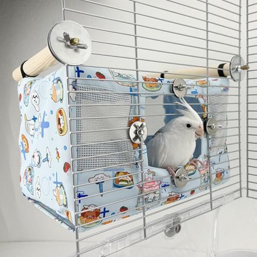 Copfeu Großes Vogelnest für Frühling und Sommer, atmungsaktiv, Vogelbett für Käfig, Papageiennest, Kuschelhütte für vier Jahreszeiten, einfach zu installieren für Quäker, Lovebirds (groß, blau) von Copfeu