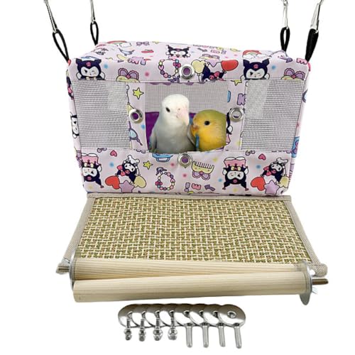 Copfeu Großes Vogelnest für Frühling und Sommer, atmungsaktiv, Vogelbett für Käfig, Papageiennest, Kuschelhütte für vier Jahreszeiten, einfach zu installieren für Quäker, Lovebirds (groß, lila) von Copfeu